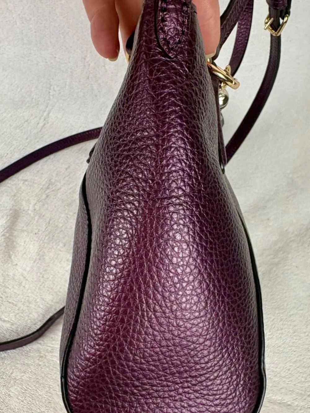 Coach Small Kelsey Satchel in Purple Pebble Leather
